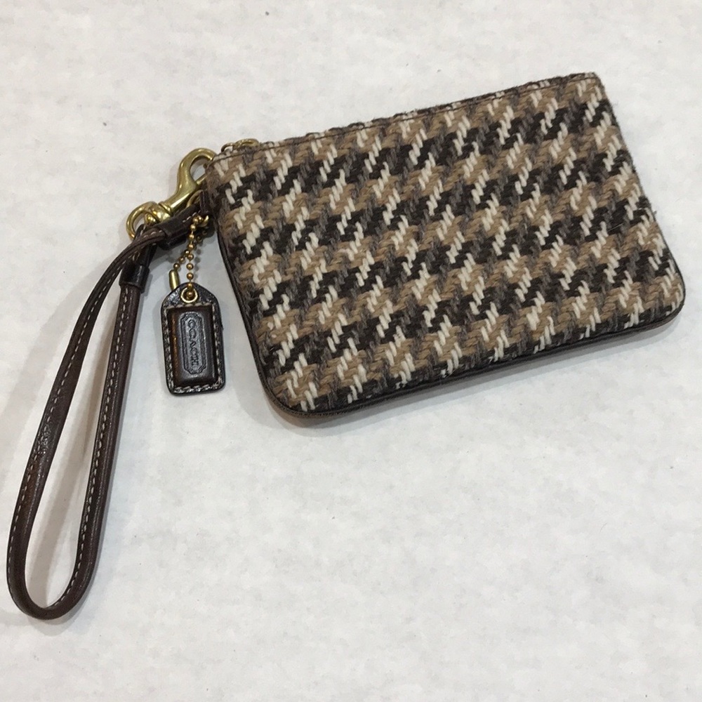 Coach Wool and Leather Wristlet Bag ( F9) - Picture 1 of 8